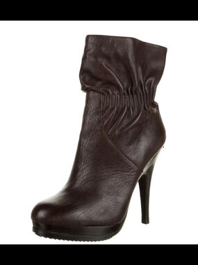 Michael Kors Brown Leather High-Heel Ankle Boot